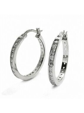 Sterling Silver CZ Hoop Earrings 🆕
